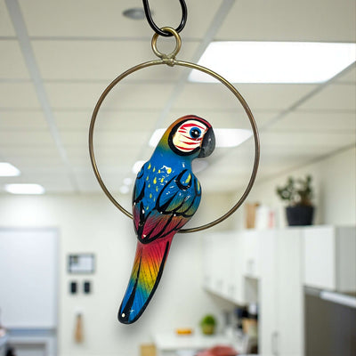 Vibrant Mini Talavera Parrot | Hand-Painted Hanging Accent