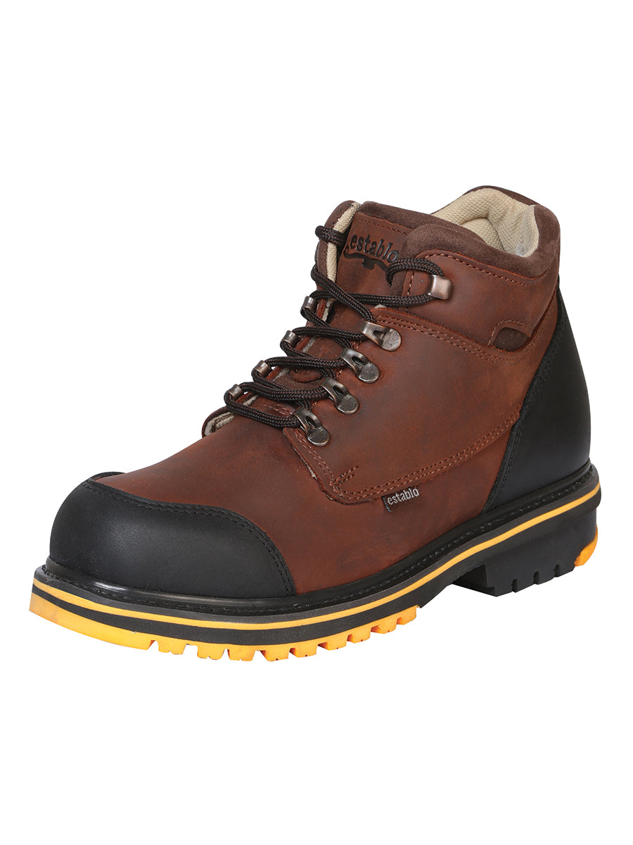 Establo Botín de Trabajo para Hombre - Negro/Marrón con Cordones 10848