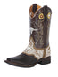 Bota de Rodeo El General - Café Oscuro Loco con Bordado 33309