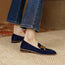 Women's Retro Metal Buckle Suede Loafers – Platform Chunky Heel Slip-On