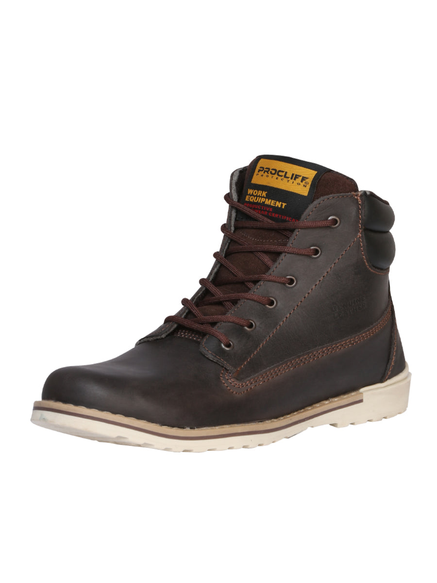 Procliff Womens/Youth Protection Work Ankle Boot with Laces -  Brown 35200