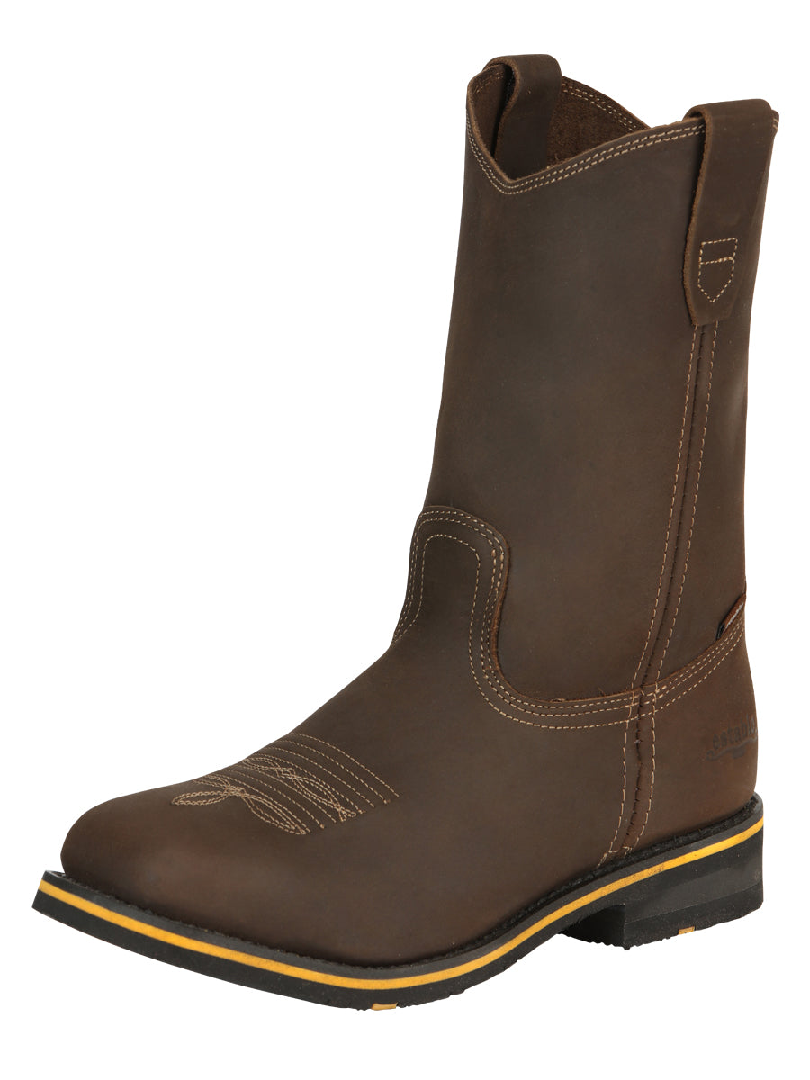 Bota de rodeo para hombre Establo - Cuero Crazy Tan con puntera de acero 41544