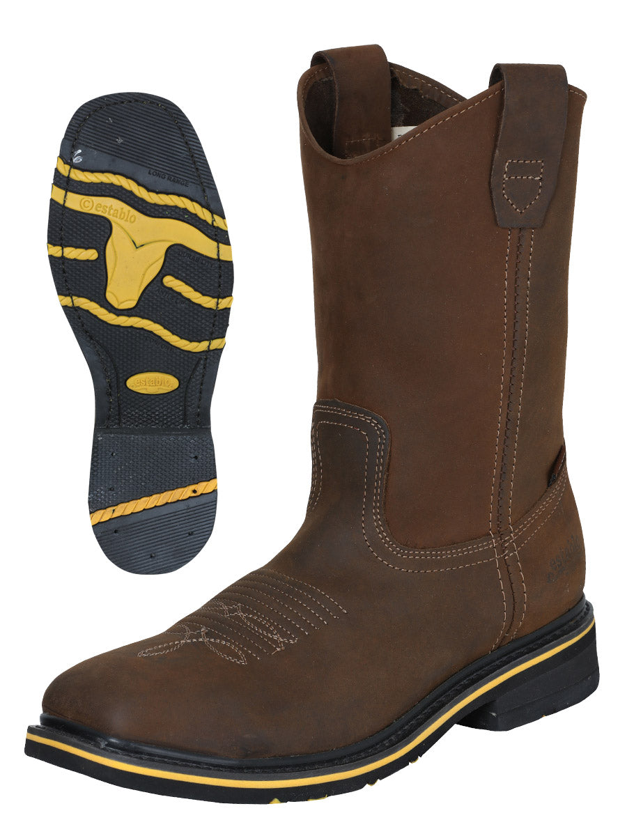 Establo Men’s Steel Toe Work Boot - Crazy Leather Tan with Steel Toe 41544