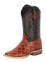 Bota vaquera de piel de puntera cuadrada El General para hombre - Pirarucú de imitación - Cognac 41793