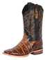 El General Men’s Square Toe Leather Cowboy Boot - Printed Caiman Light Brown 41794