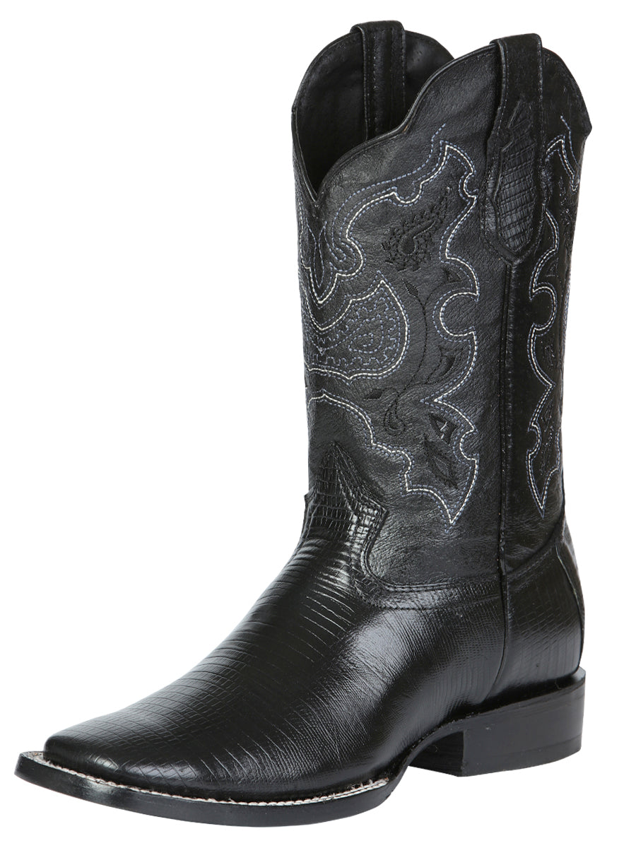 Bota de rodeo El General para hombre - Imitación de lagarto - Negra 41904