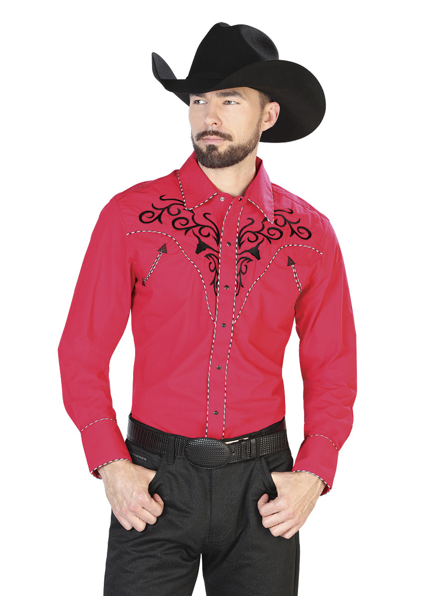 Camisa Occidental El General Bordada Rojo/Negro 42889