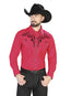Camisa Occidental El General Bordada Rojo/Negro 42889