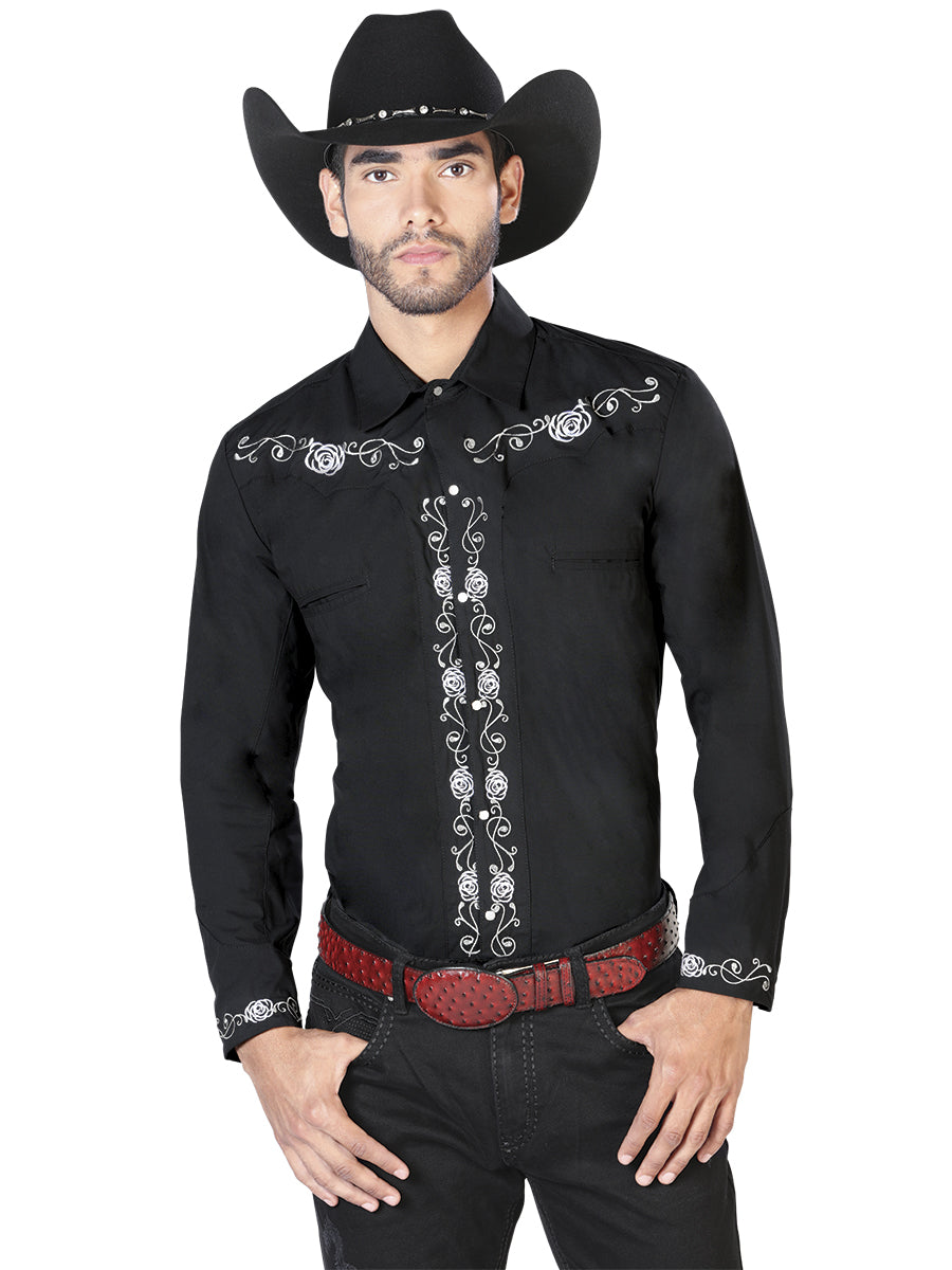 El General Camisa vaquera bordada blanco/negro 42937
