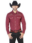 El General Embroidery Western Shirt Burgandy/Gold 42951