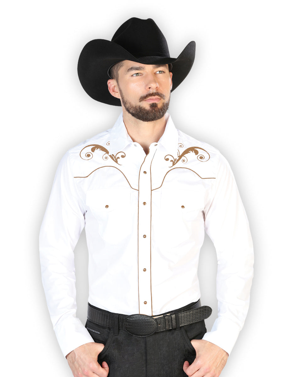 Camisa Bordada El Señor de los Cielos Blanco/Negro 42957