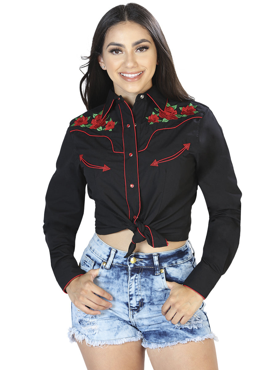 Mujer - Negro - Camisa bordada 42961