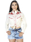 Camisa vaquera beige de manga larga para mujer 42962