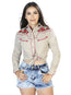 Camisa vaquera de manga larga caqui para mujer 42963