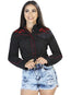 Camisa Negra Bordada para Mujer 42967