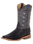 El General Men’s Square Toe Leather Cowboy Boot - Crazy Black 42994