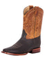 El General Men’s Square Toe Leather Cowboy Boot - Crazy - Dark Brown 42996