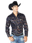 Camisa informal de manga larga azul marino 43589