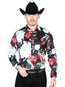 Black And White Flowers Casual Long Sleeve Shirt 43670