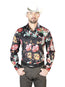 Black With Red Roses Casual Long Sleeve Shirt 43675