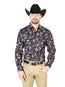 Camisa Casual de Manga Larga Negra y Dorada 43691