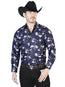 Camisa casual de manga larga azul marino 43822