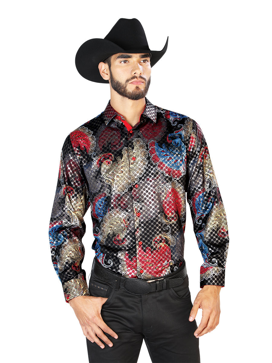 Camisa negra informal de manga larga 43836