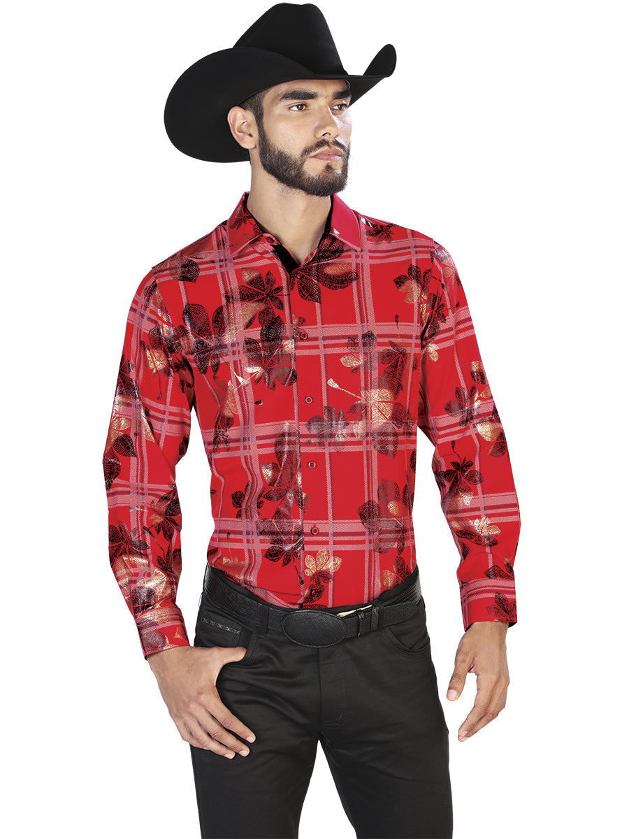 Camisa Roja Informal de Manga Larga 43844