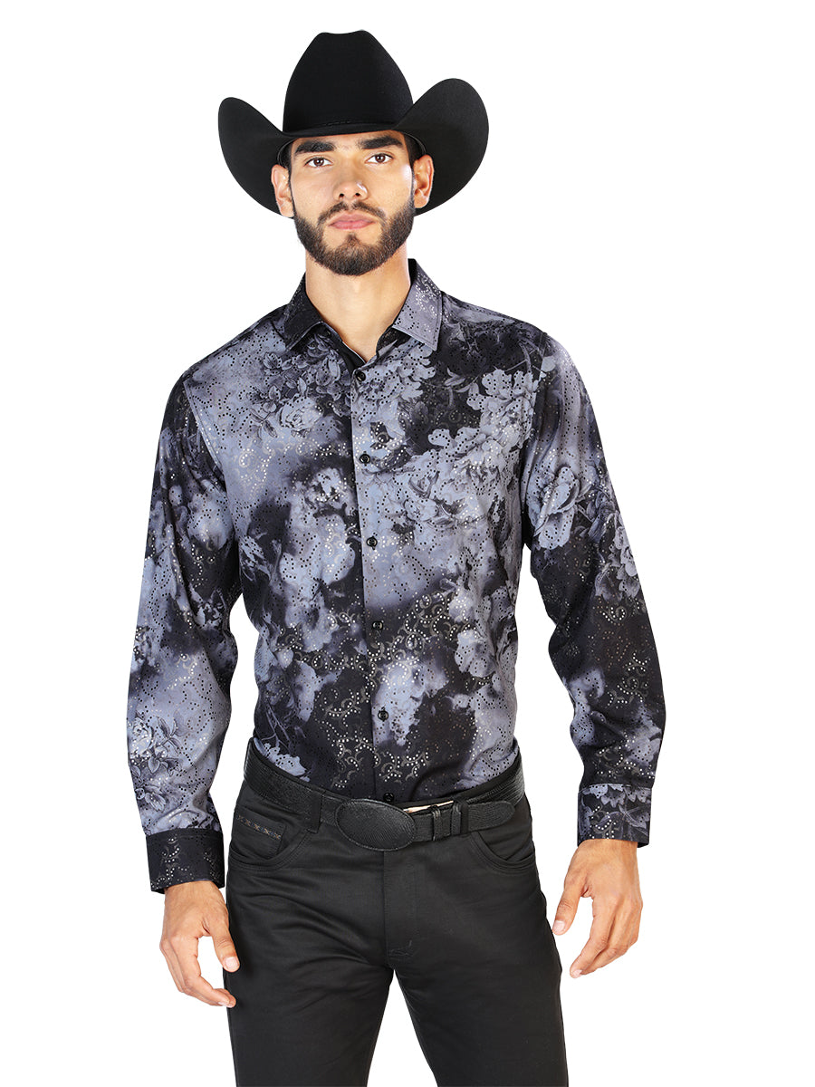 Camisa Negra Casual de Manga Larga 43849