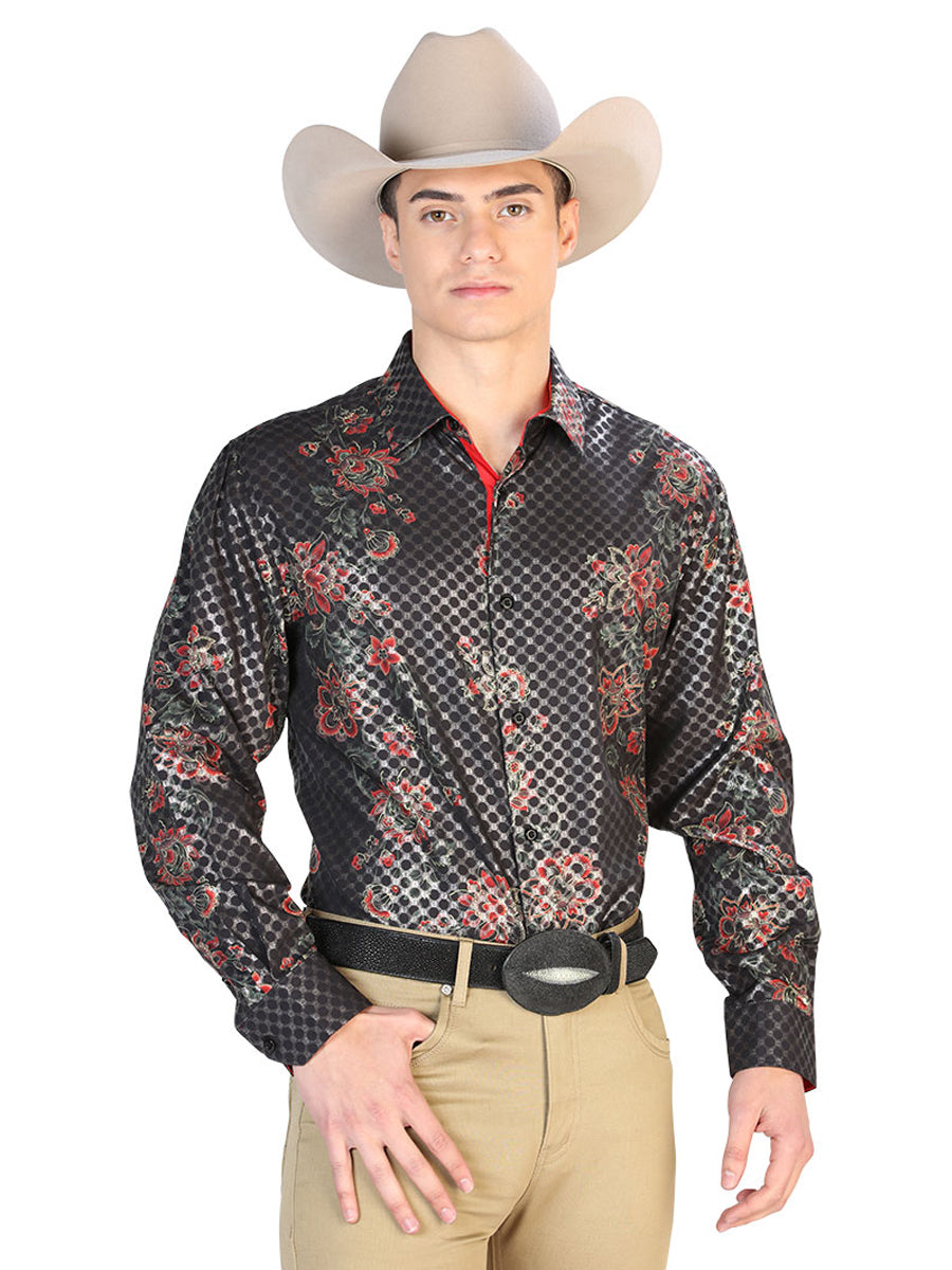 Camisa Negra Casual de Manga Larga 43857