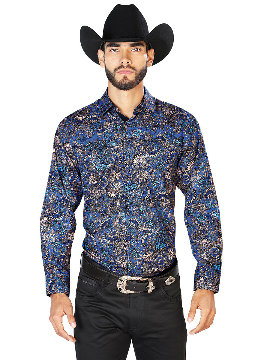 Camisa Casual de Manga Larga Azul Marino 43860