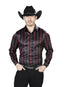 Camisa Informal de Manga Larga Negra y Roja 43922