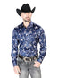 Camisa de manga larga informal azul 43932