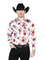 Camisa de manga larga informal con rosas blancas 43935