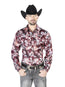 Camisa Casual de Manga Larga con Estampado Floral en Color Vino y Beige 43936