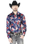 Camisa informal de manga larga con estampado de flores azules 43937