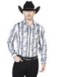 Camisa Casual de Manga Larga Azul Blanca 43940