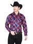 Camisa de Manga Larga Informal Azul y Roja 43956