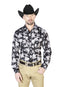 Camisa informal de manga larga con estampado de flores negras 43960