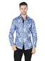 Camisa informal de manga larga azul 44004