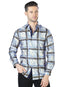 Camisa informal de manga larga azul y amarilla 44010