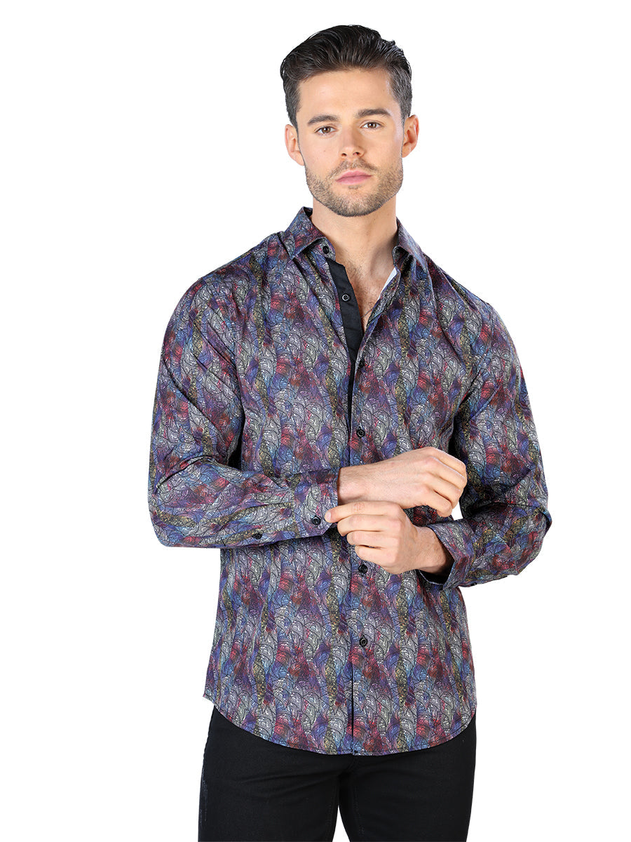 Camisa negra multicolor de manga larga 44044