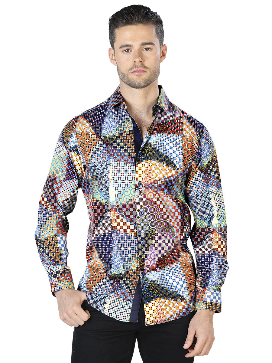 Camisa casual de manga larga multicolor 44045