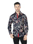 Camisa negra informal de manga larga 44049