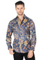 Black And Gold Silver Casual Long Sleeve Shirt 44051