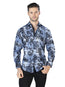 Blue And Black Casual Long Sleeve Shirt 44058