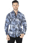 Blue And Black Casual Long Sleeve Shirt 44058