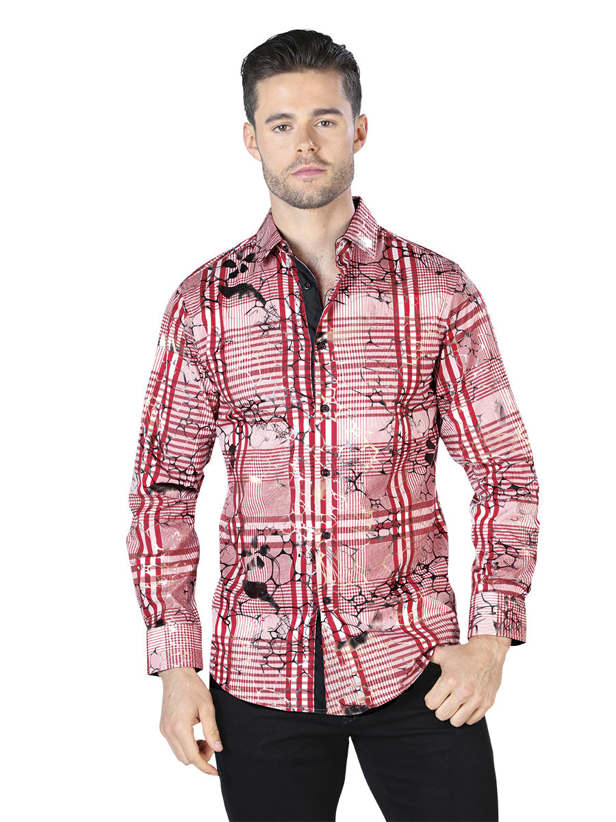 Camisa de manga larga informal negra vino 44059