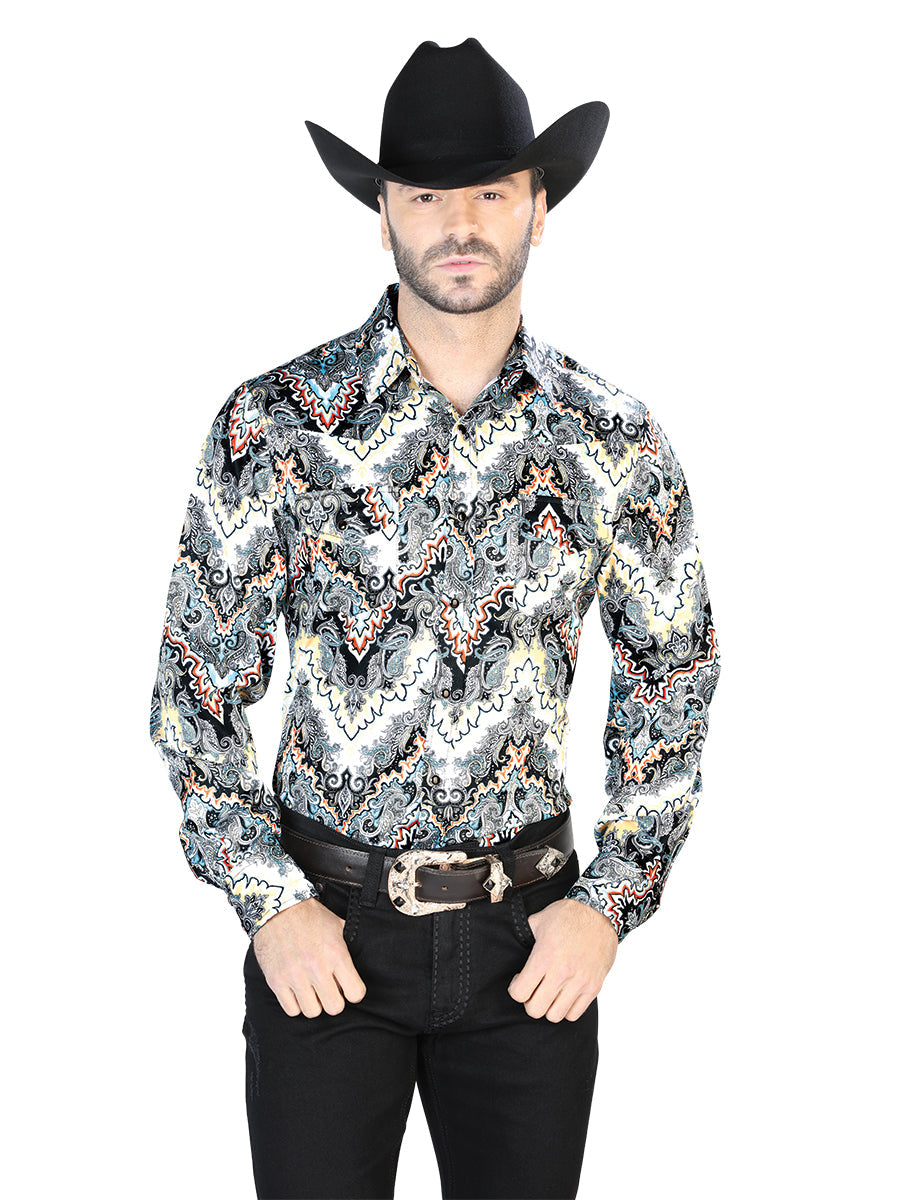 Camisa Gris Casual de Manga Larga 44067