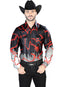 Camisa informal de manga larga negra y roja 44074